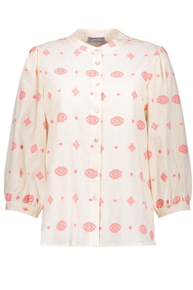 BLOUSE ETNISCHE PRINT 53176 70 Off-White/Coral
